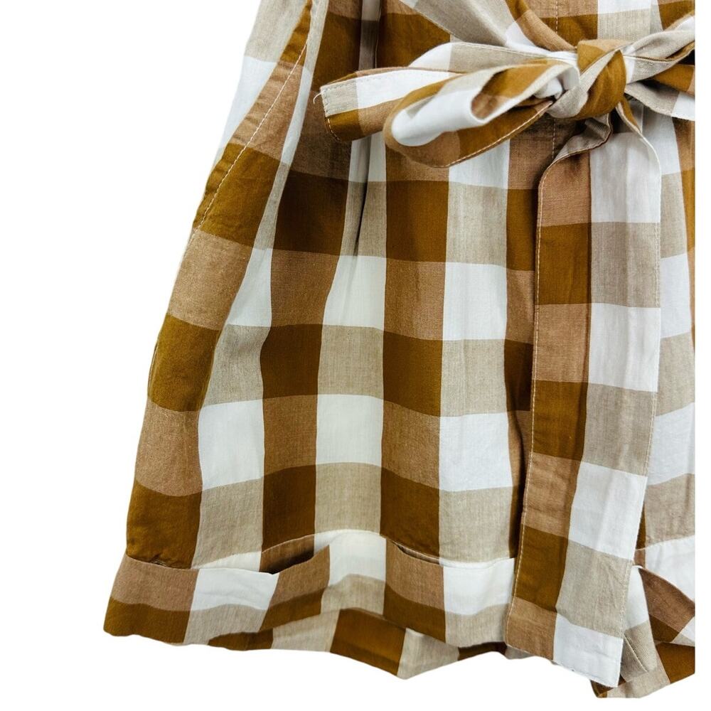 Anthropologie WHIT Two Brown Buffalo Check Gingham Romper Size Small - Picture 5 of 12